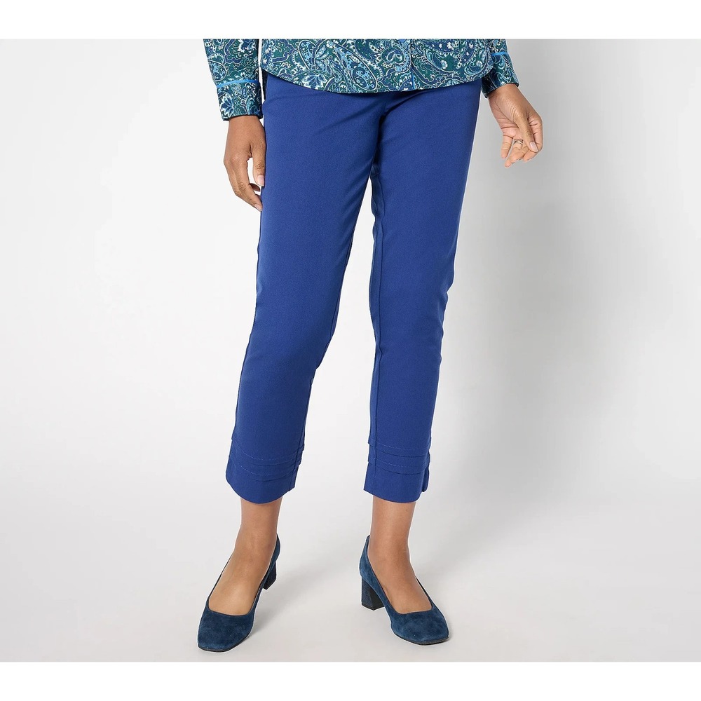 Isaac Mizrahi Live! Regular 24/7 Stretch Straight Ankle Length Navy 12 #801Z